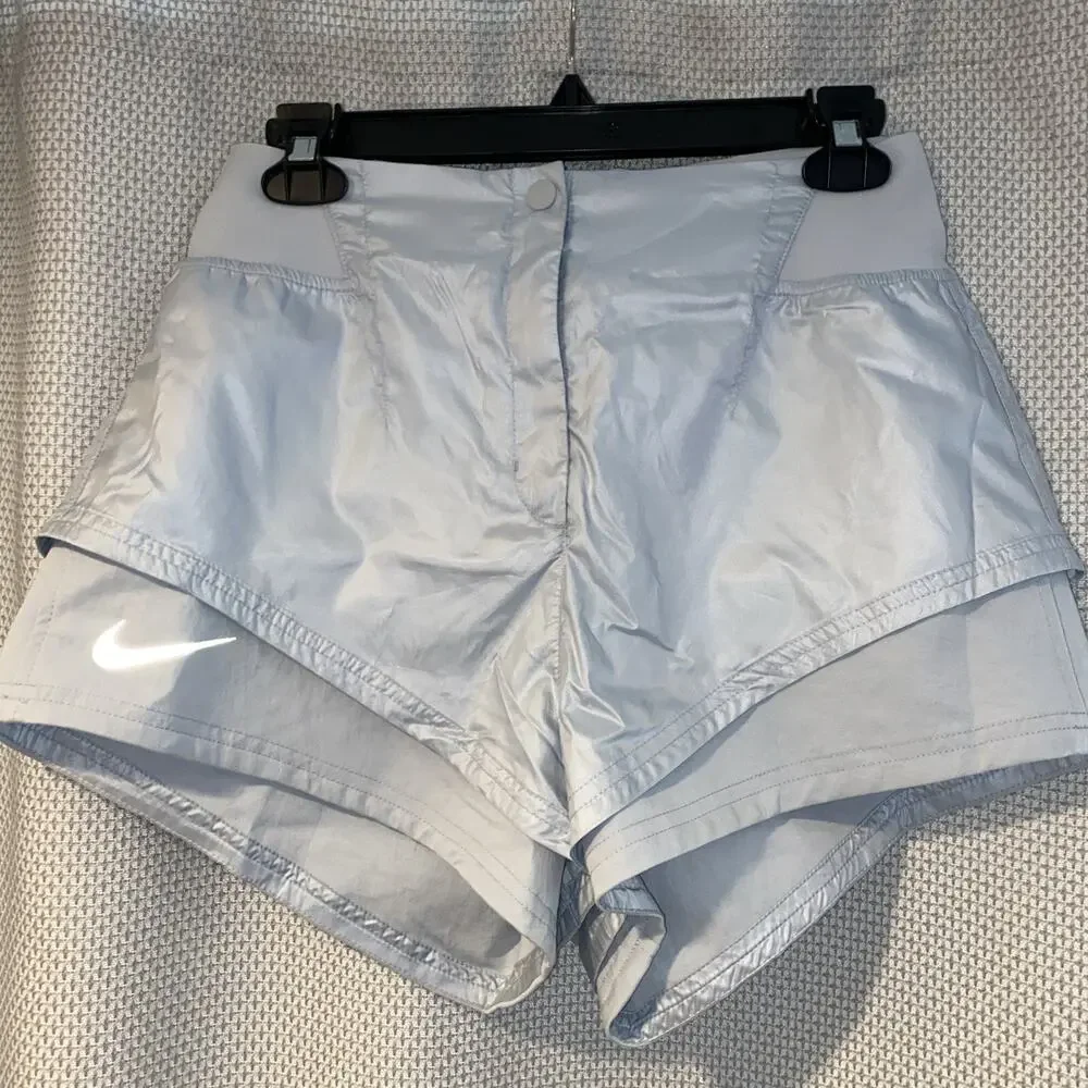 Nike City Ready Reflective High Cut 2 In 1 Shorts CJ4147 Aura Blue Sz Sm